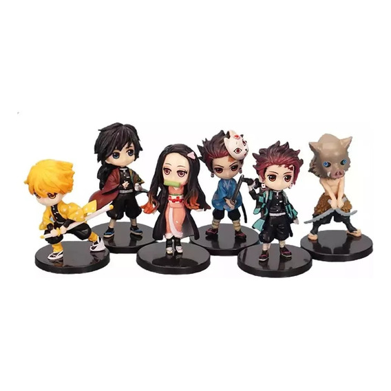 Pack 6 Figuras Demon Slayer Colección Muñeca De Juguete