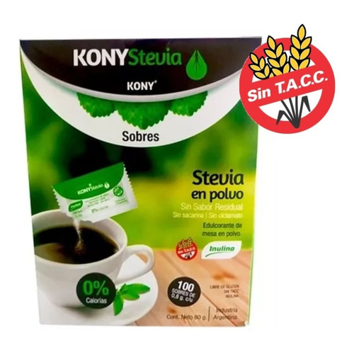 Stevia En Polvo (sin Tacc) 100 Sobres De 0.8 Gr - Kony