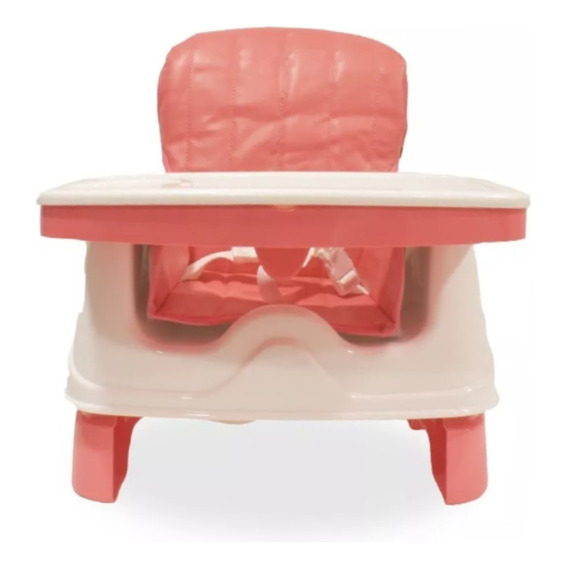 Silla De Comer Para Bebe Plegable Booster Con Tapizado. Color Beige Rosa