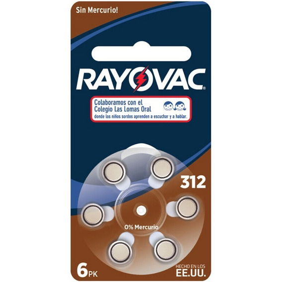 Pila Para Audifonos Rayovac 312 - Caja De 60 Pilas