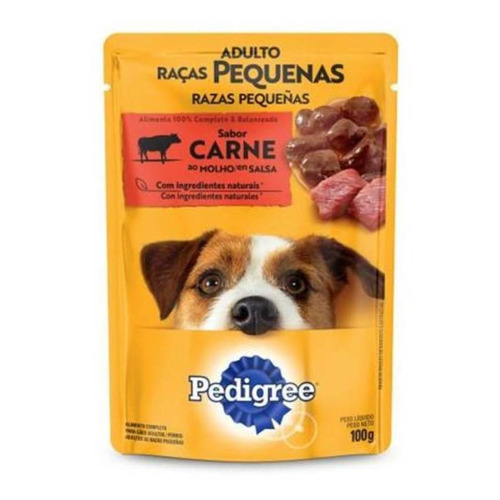 Alimento Pedigree Proteinas En Salsa Razas Pequeñas para perro adulto de raza pequeña sabor carne en sobre de 100g