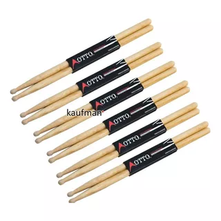 6 Pares Baquetas Bateria Otto Madera De Maple Punta De Nylon Color Natural Tamaño 2b