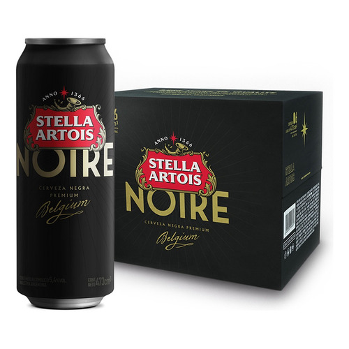 Cerveza Stella Artois Noire Schwarzbier lata 473 mL 6 unidades