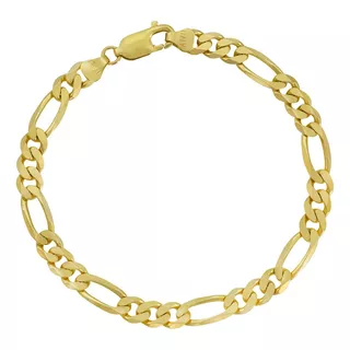 Pulsera Figaro Estilo 3x1 Oro 14k Kilates 21cm 5.5mm Italy Color Dorado Diámetro 7 Cm Largo 21  