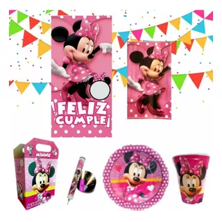 Mimi Mouse Minnie Paquete Tematica Fiesta Articulos Kit Set 