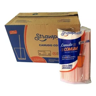 Canudo Plástico Comum Para Drink 21cm Embalado (1cx) C/3000 Cor Rosa