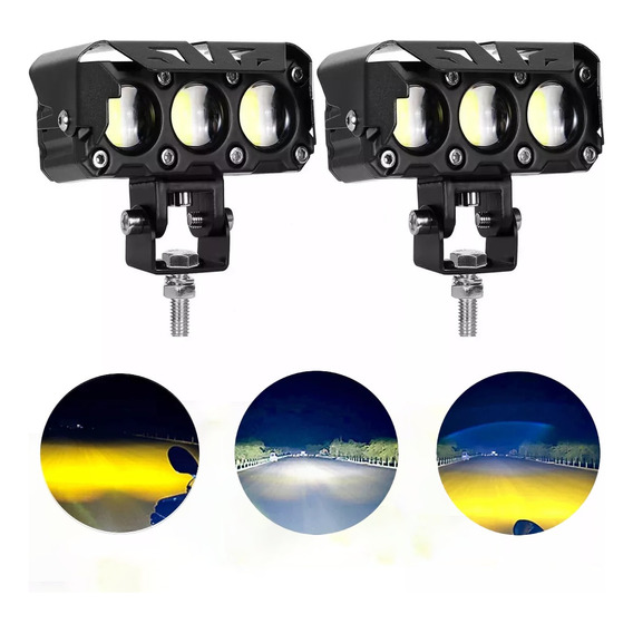 2pzs Faros Auxiliares 3 Modos Doble Color Led Para Auto Moto