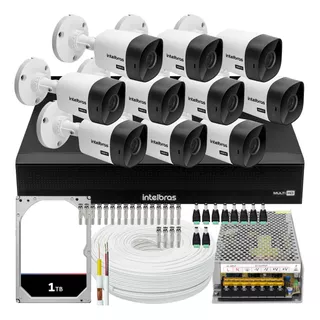 Kit Cftv 10 Câmeras Intelbras 1120b Dvr 16 Canais 1016 1tera