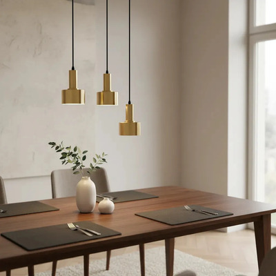  Colgante 3 Luces Nero Dorado Apto Led E27 Base Redonda Dorado