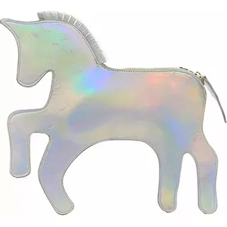 Bolsa De Hombro Forma Unicornio Color Blanco Tornasol M2181 Diseño De La Tela Liso