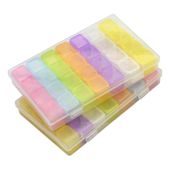 Caja Organizadora Plástico Transparente 28 Rejillas Colores 