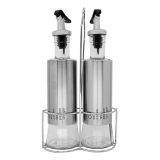 Kit Galheteiro Com Suporte Inox 2pçs 200ml- Yins Home