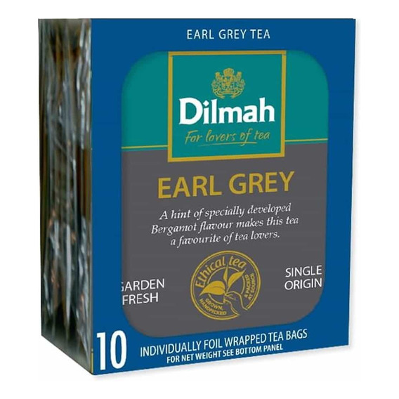 Té Negro Dilmah Earl Grey Importado 10 saquitos