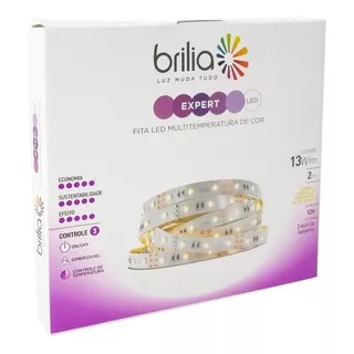 Fita Led Multitemperatura De Cor 10mm Expert Brilia 13w Ip20 Cor Da Luz 2700-6500k 12v