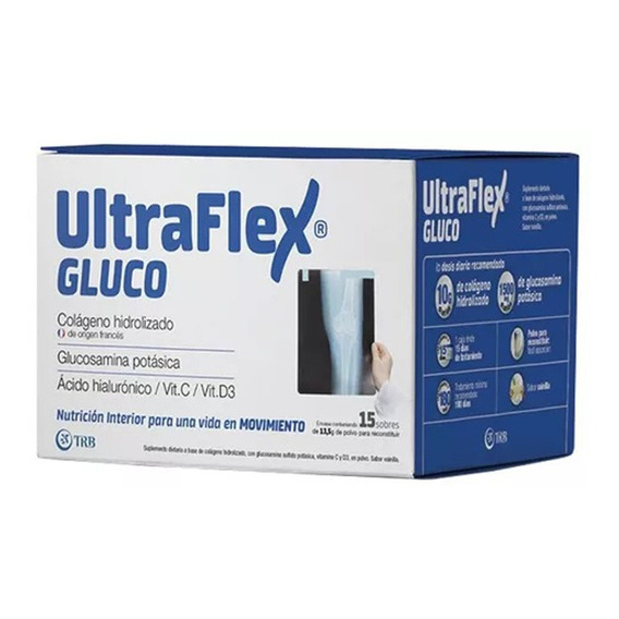 Ultraflex Gluco Colágeno Glucosamina Ácido Hialurónico 15 U Sabor Vainilla