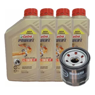 Kit Filtro Aceite Benelli Tnt600 Trk502 + Castrol Semi 15w50