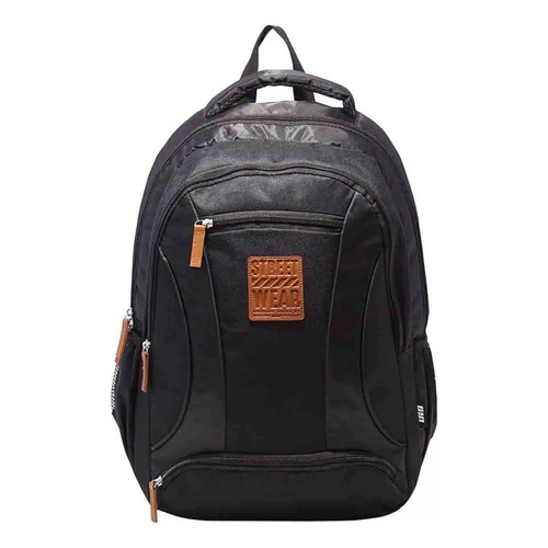 Mochila Espalda Escolar Urbana Reforz Lsyd Street Wear Lisa Color Negro Diseño De La Tela Liso