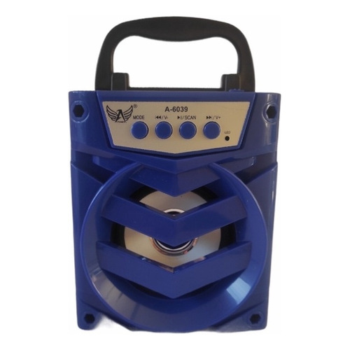 Caja de sonido portátil amplificada de 6 W, radio FM, color azul