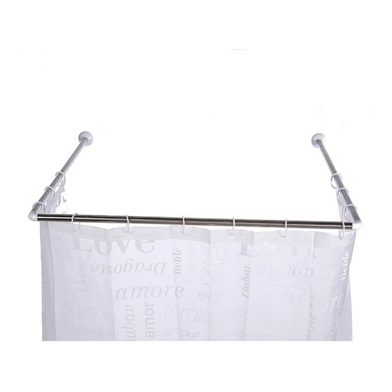 Soporte Cortina Para Baño 3 Tramos Con Codos De Acero Inox