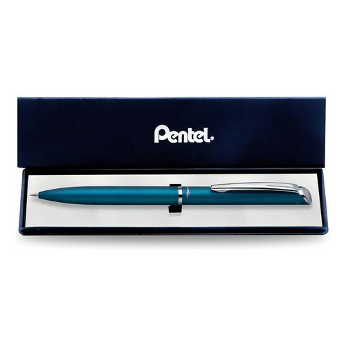 Bolígrafo Pentel Energel Bl2007 Metálico 0.7 Mm Con Estuche Color De La Tinta Negro Color Del Exterior Turquesa