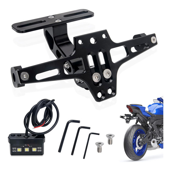 Soporte Placa Universal Para Moto Ajustable Con Luces Led