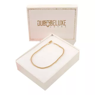 Pulsera Mujer Espiga 2mm Plata Baño Oro 24k Duodeluxejoyas®