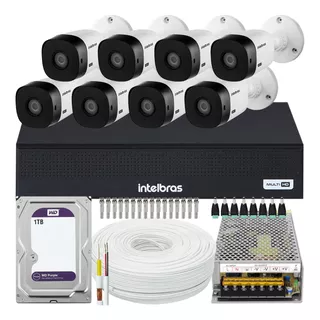 Kit 8 Câmeras Intelbras Full Hd 1220 Dvr 8 Canais 1tb Purple