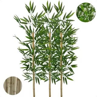 Kit 3 Hastes De Bambu Artificial Galho Natural Toque Real