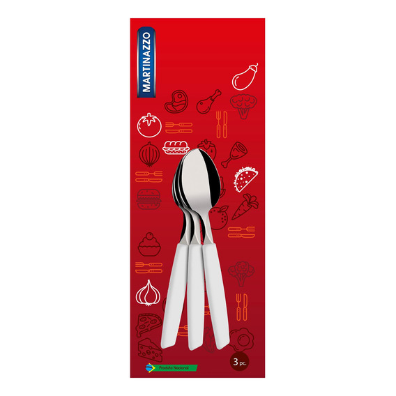 Cubiertos Cucharas De Té X3 En Blister Acero Inox Blanco