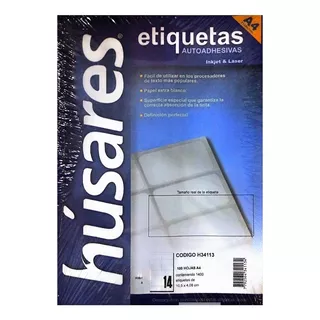 Etiquetas Husares A4 Cod H34113 Medida 10.5x4.08 Cm Paq X100