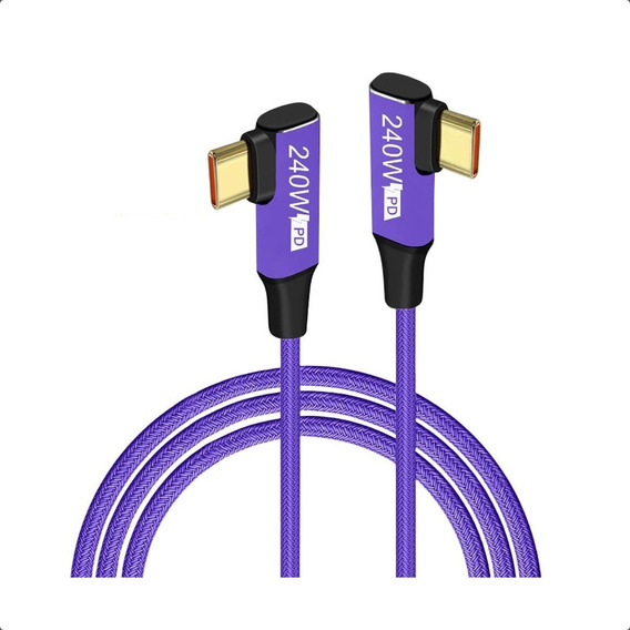 Cable Carga Ultra Rápida  Reforzado Usb C - C 240w Angulo 90