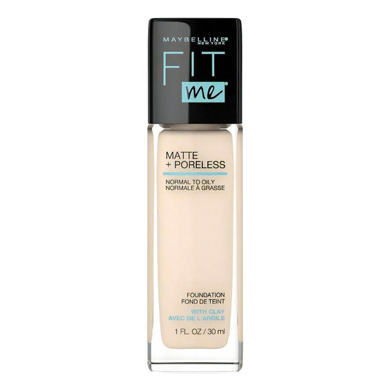 Base de maquillaje líquida Maybelline Fit Me Matte + Poreless- Base De Maquillaje Maybelline Fit Me Matte + Poreless De 30ml tono 110 porcelain - 30mL 30g