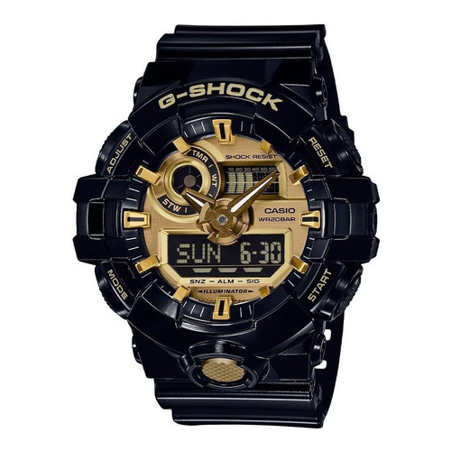Reloj Casio G-shock Ga-710gb-1adr Análogo-digital Color de la correa Negro Color del bisel Negro con dorado Color del fondo Dorado