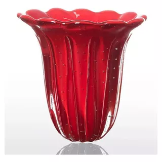 Vaso Para Decoração Cristal Murano Elegance Vermelho Intenso