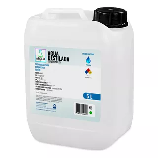 Agua Destilada Alta Pureza Desmineralizada Certificada 5 L