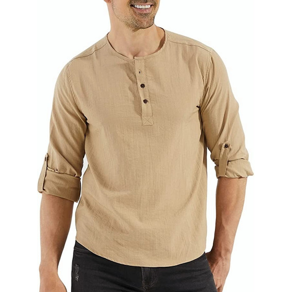Camisas De Lino Y Algodón Para Hombre Tops Casuales De Playa