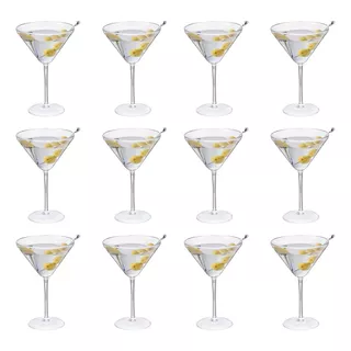 Conjunto 12 Taças Martini 350 Ml Requinte Acrílico Cristal Cor Transparente