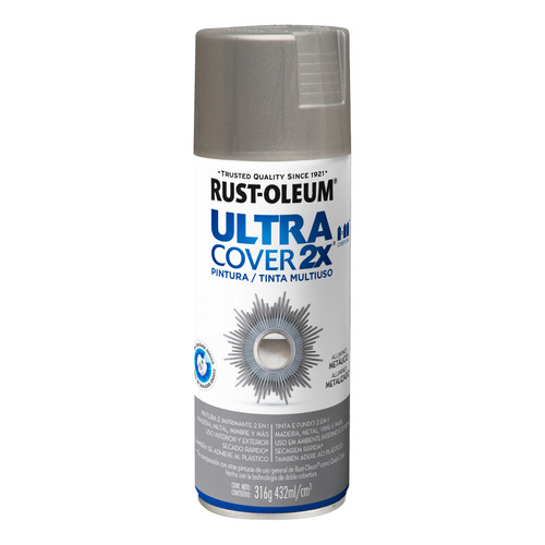 Rust oleum ultra cover aerosol 420Ml color aluminio metalizado