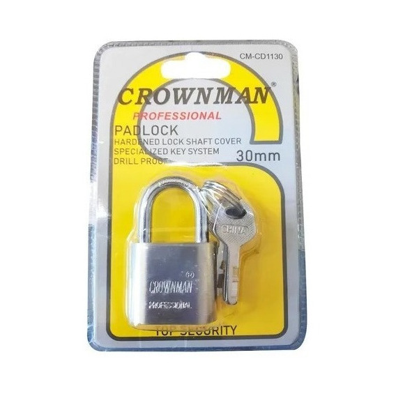 Candado Seguridad 30mm Acero Crownman