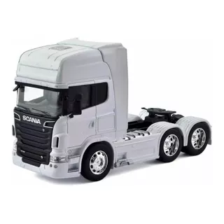 Miniatura Caminhão Scania V8 R730 Trucado 6x2 Escala 1:32 Cor Branco