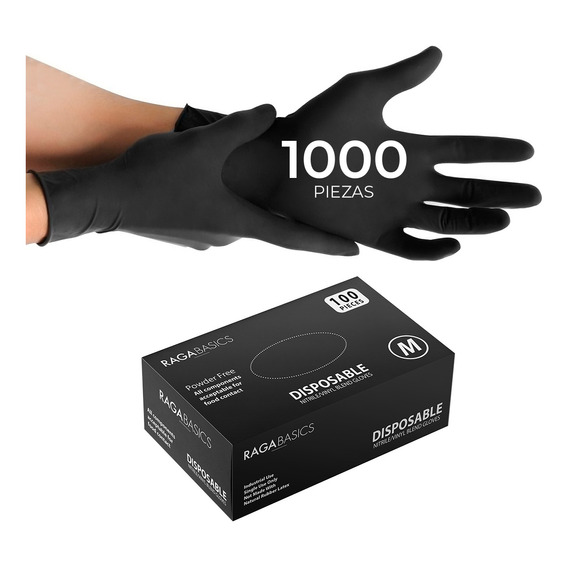 Guantes De Nitrilo Vinil Negro Libre De Latex 1000 Piezas