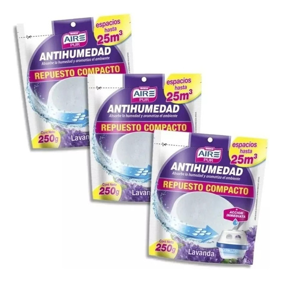 Aire Pur® Antihumedad Repuesto Compacto 250g Lavanda X 3 Un