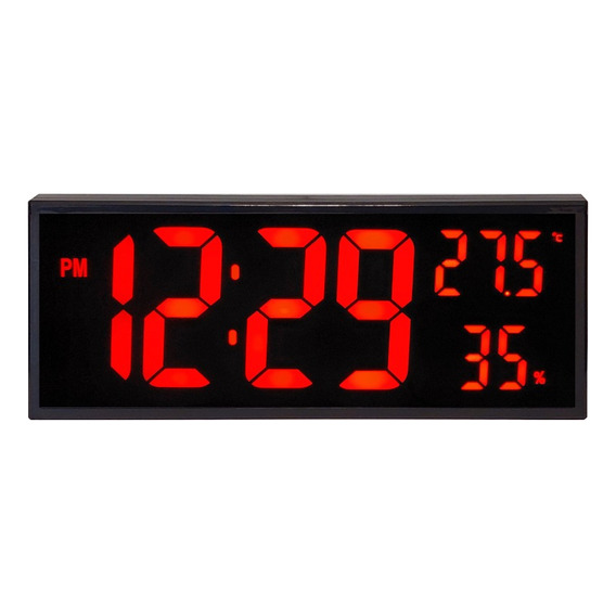Reloj De Pared Numero Grande Con Termometro Humedad Y Alarma