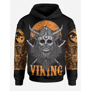 Buzo Vikingos Ragnar Nórdico Hoodie Con Capucha Y Bolsillos