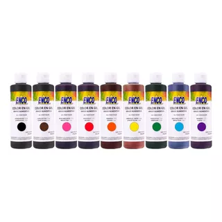 Kit 9 Colorantes Gel 250g Enco Colores Básicos Reposteria
