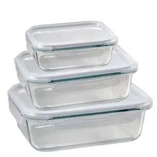 Set Taper De Vidrio Hermetico Microondas Horno Rigolleau X3 Transparente