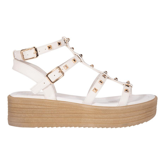 Sandalias Plataforma Y Estoperol Vi Line Latte Mujer 4590