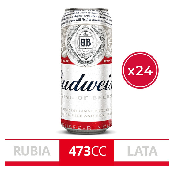 Cerveza Budweiser American Adjunt Lager 473ml Pack X 24 Uni