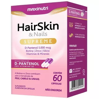 Suplemento Em Cápsulas Maxinutri Hairskin & Nails Supreme Vitaminas Em Caixa De 80g 60 Un