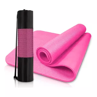 Mat Colchoneta 10mm Premium Pilates Yoga Para Entrenamiento Color Rosa